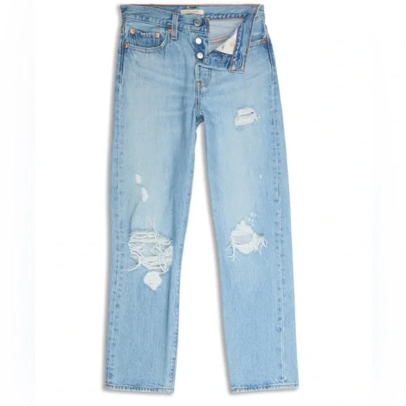 Levi’s Wedgie Straight Premium Authentically Yours Wash High Rise Jeans Size 29 - Picture 1 of 11